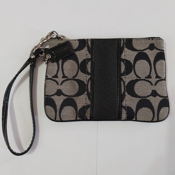 Coach Grey/Black Canvas Wristlet - Picture 2 of 16